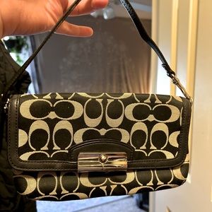 Vintage Coach Jacquard Logo Canvas & Leather w/ Chunky Hardware